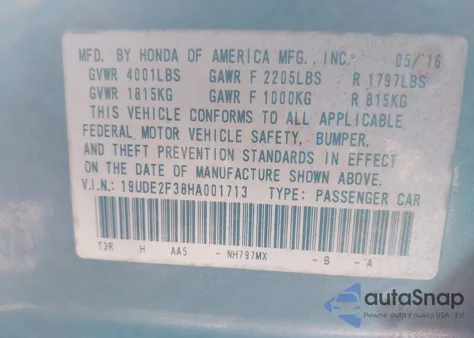 2017 Acura Ilx Acurawatch Plus Package из США, поврежденный, VIN 19UDE2F38HA001713